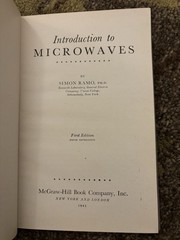 1945 Introduction to Microwaves by Simon Ramo GE Research Lab 1st Edition 5th