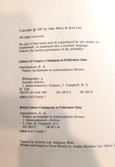 Failure Mechanisms in Semiconductor Devices Ameraseker Campbell Hardcover Book