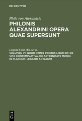 Leopold Cohn Quod Omnis Probus Liber Sit. de Vita Contemplativa. de A (Hardback)
