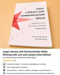 Legal Literacy and Communication Skills 2nd Ed Romig Burge Like New