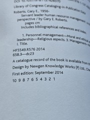 Servant Leader Human Resource Management Gary Roberts 2014 Hardcover Palgrave