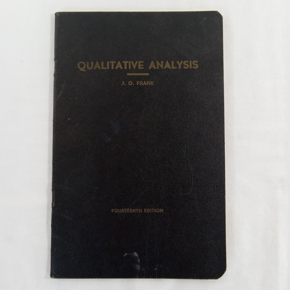 Qualitative Analysis J.O. Frank Fourteenth Edition 1948 Chemistry Booklet 38 Pgs
