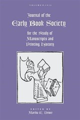 Journal of the Early Book Society Vol. 19 by Driver, Martha, Like New Used, F…