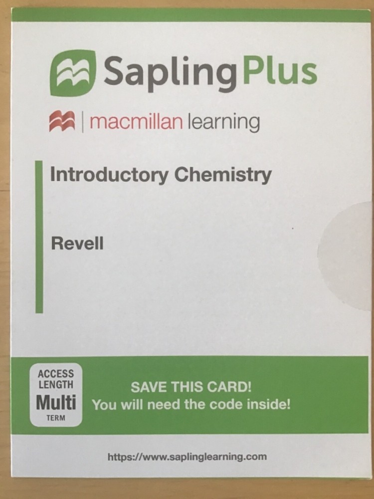 NEW SaplingPlus Multi Term Access Code Card for Introductory Chemistry by Revell
