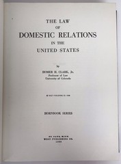 Law Book of Domestic Relations Hornbook Series Homer H. Clark Jr West 1968